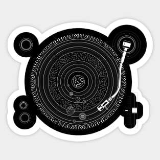 Space DJ print - Solar System Retro Turntable EDM graphic Sticker